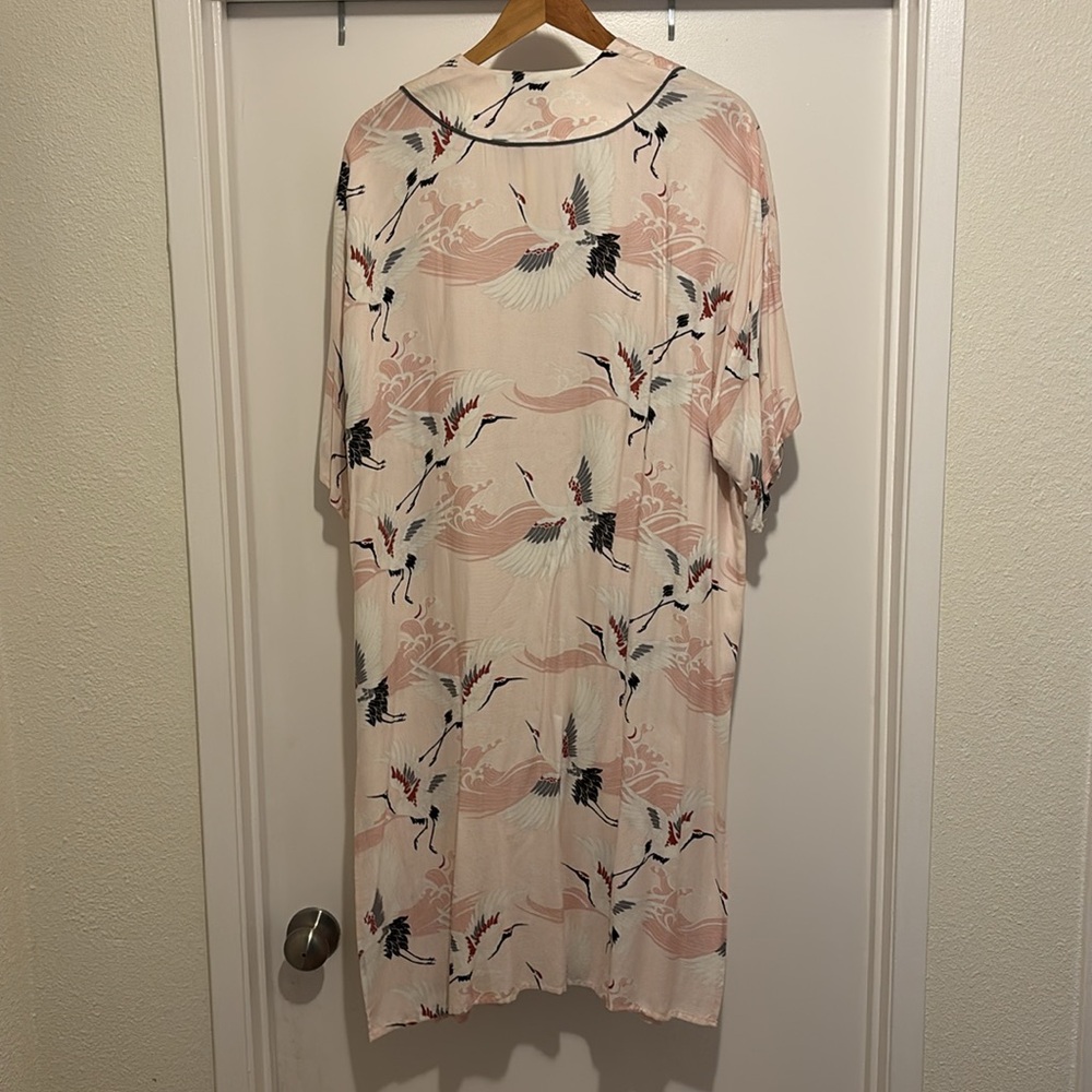 NWT Bird Print Kimono in Pink and Black